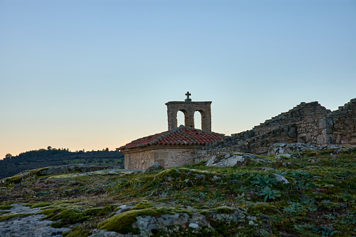 Remains of the Church of Our Lady of the Castle in the medieval village of Stripe Castelo Mendo, Almeida, Portugal