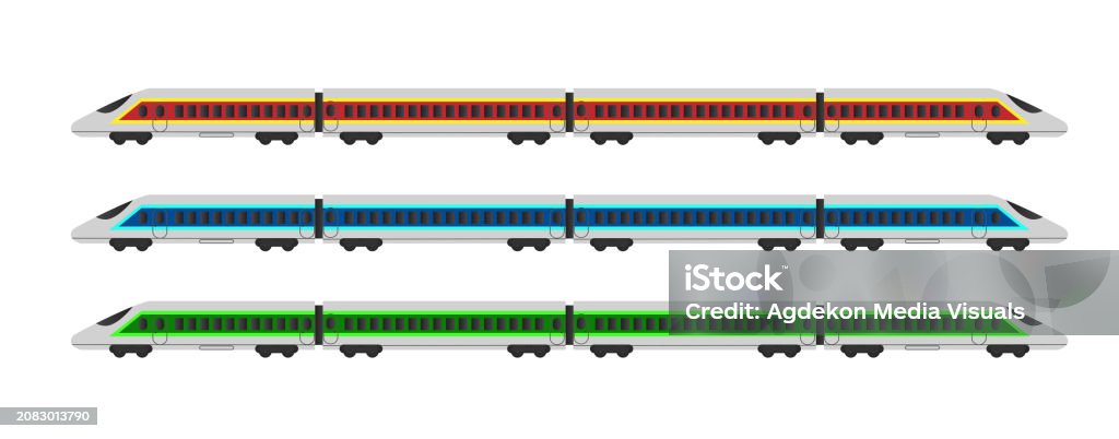 Multiple Color Train Modern Passenger Train Different Colors Stock Illustration - Download ...