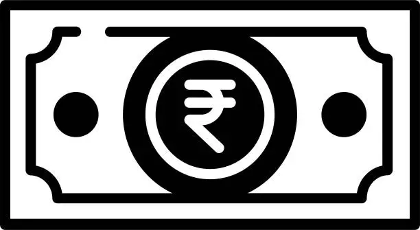 Vector illustration of Rupee glyph and line vector illustration