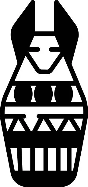 Vector illustration of Canopic Jar glyph and line vector illustration