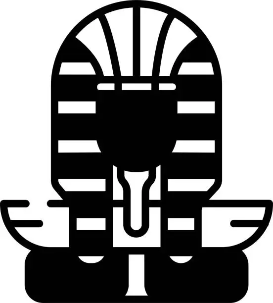 Vector illustration of Egyptian Head glyph and line vector illustration