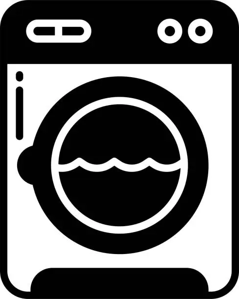 Vector illustration of Washing Machine glyph and line vector illustration