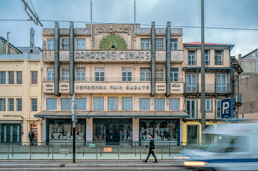 Armazens Cunhas (Department Store), Art Deco-style building in Porto, Portugal.