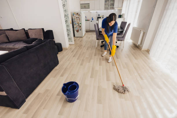istock Using a mop and special cleaner for wooden floor 2083081459