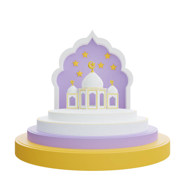 3d islamic banner template greeting ramadan kareem