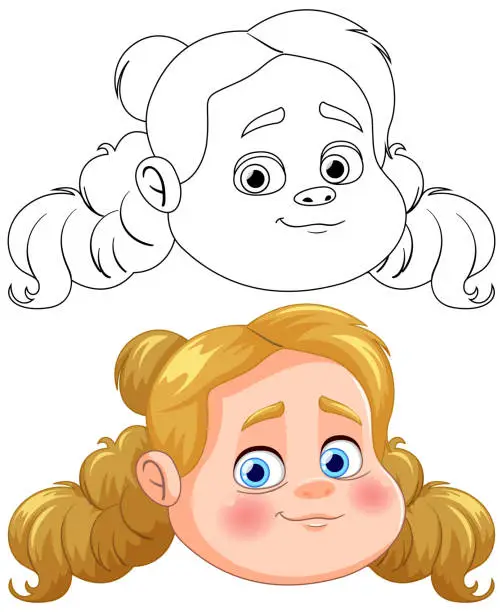 Vector illustration of Vector illustration of a happy young girl's face