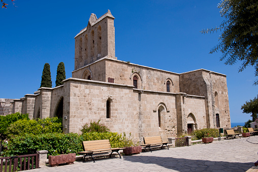 Kyrenia, North Cyprus - August 01, 2013: Bellapais Abbey,  Kral IV. Hugh, 1284