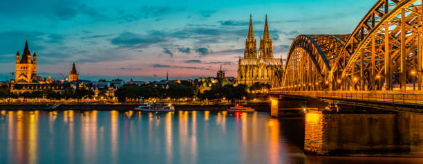 istock Cologne Koln Germany during sunset, Cologne bridge with cathedral 2083147990