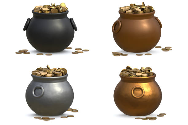 amphora full of ancient coins.HQ photo