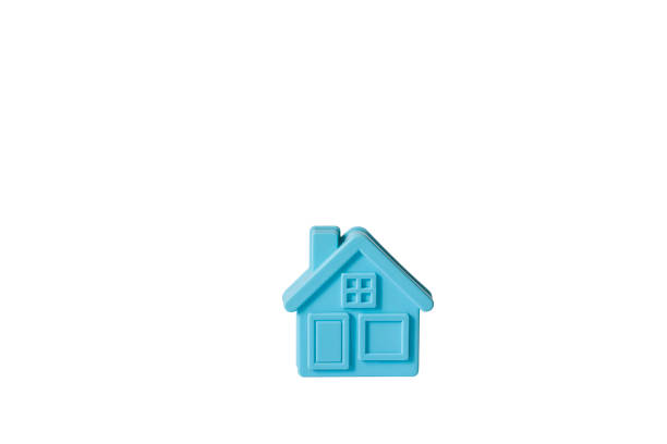 mockup of a blue plastic house. Mockup. isolate on white.