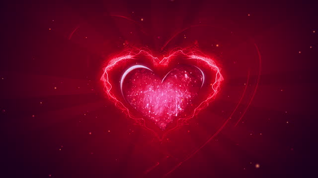 Sparkling red love heart animated background