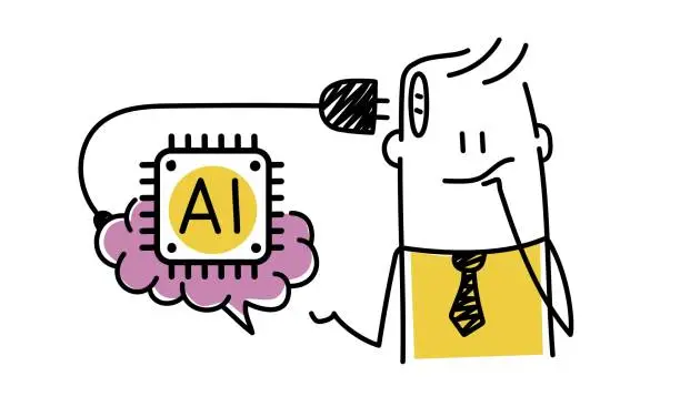 Vector illustration of Artificial Intelligence and Brain, Problem Solving.
