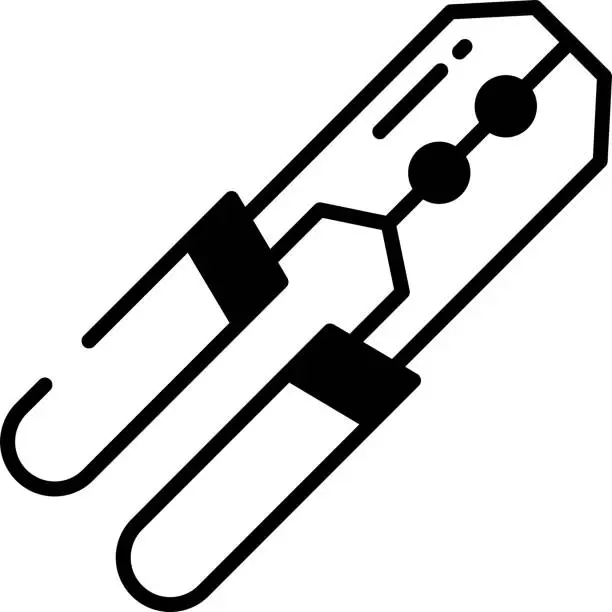 Vector illustration of Crimping Cutter glyph and line vector illustration