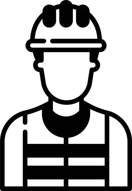 Vector illustration of Electrician glyph and line vector illustration