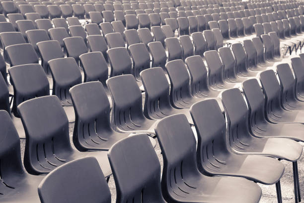 istock Outdoor cinema with plastic chairs in a row without people 2083228549