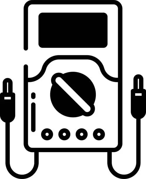 Vector illustration of Voltmeter glyph and line vector illustration