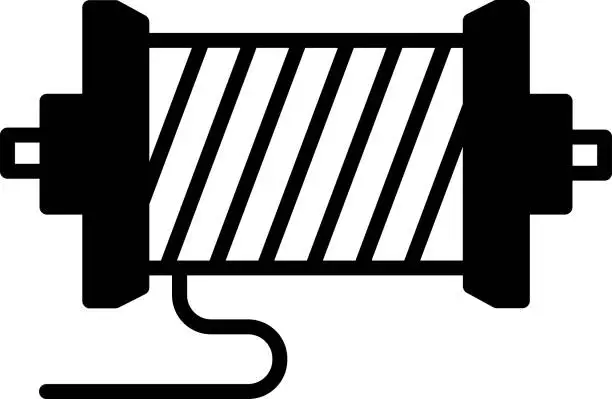 Vector illustration of Wire roll glyph and line vector illustration