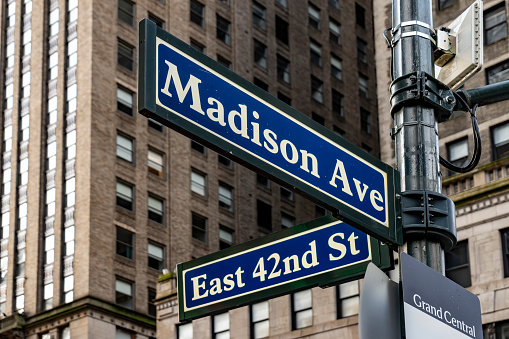 Americas Avenue signs & W 48 st New York Manhattan US