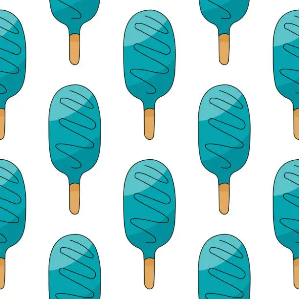 Vector illustration of Sweet colored ice cream a wooden stick