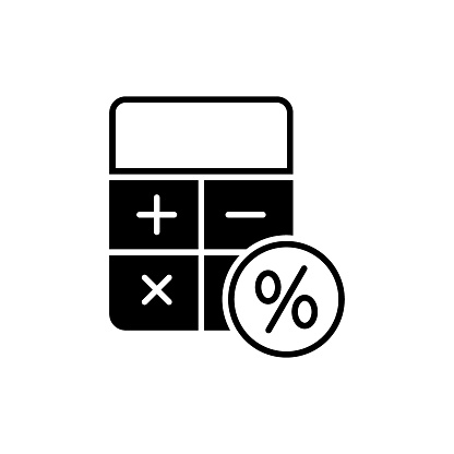 Percentage calculator icon vector illustration. Calculator with percent on isolated background. Interest rate calculations sign concept.