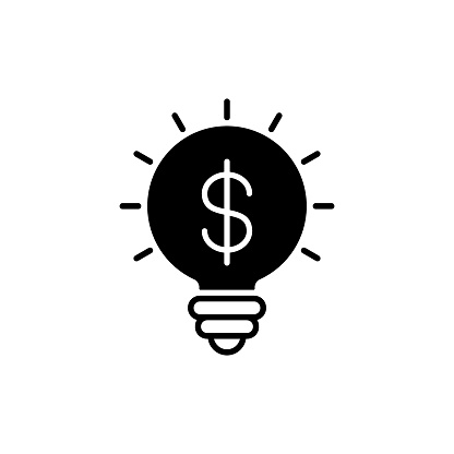 Money idea icon vector illustration. Lightbulb with dollar on isolated background. Make money sign concept.