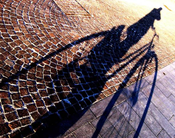 shadow of a man on a bicycle