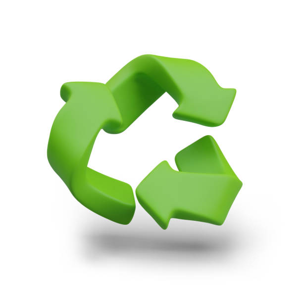 istock Green recycling sign. Universal symbol of eco principle. Isolated realistic image at angle 2083293902