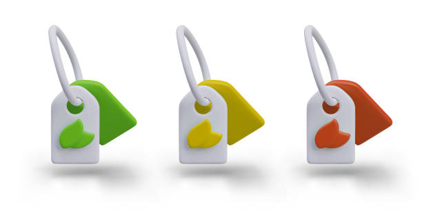 istock Tag with leaf sign. Set of labels of different colors, fastened on ring 2083305752