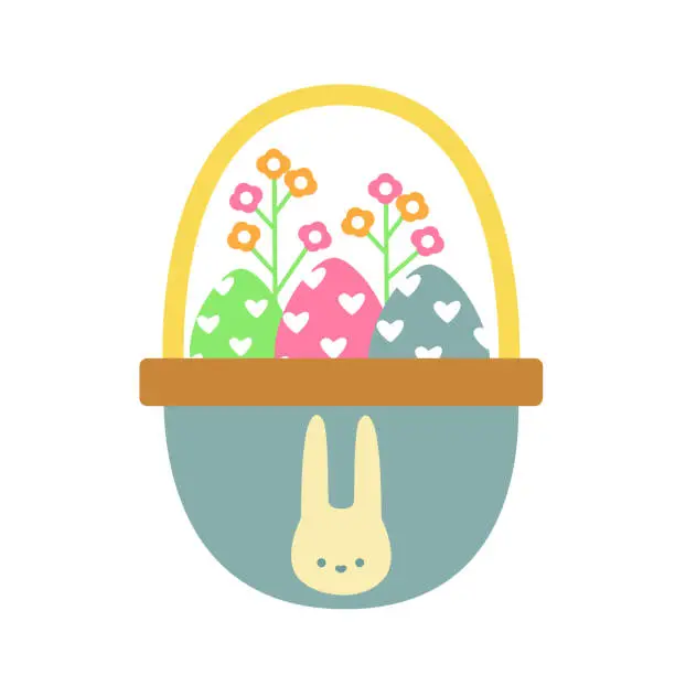 Vector illustration of Easter basket with easter eggs vector illustration