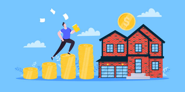 istock Mortgage saving money to buy a house flat style design business concept. 2083328517