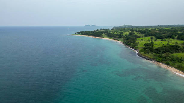 istock Aerial view from the governor beach at Sao Tome. 2083403181