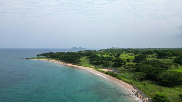 istock Aerial view from the governor beach at Sao Tome. 2083403184