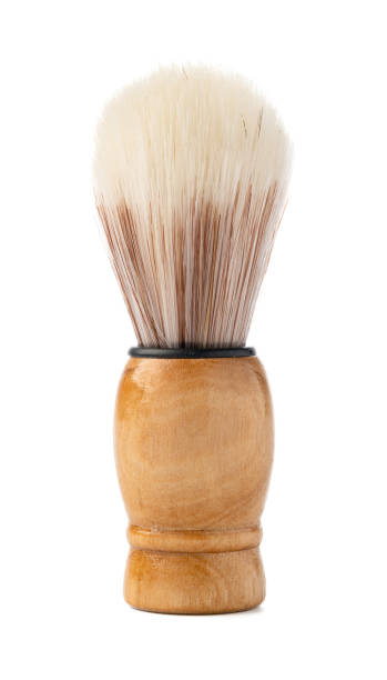 Barber shaving brush isolated on white background close up