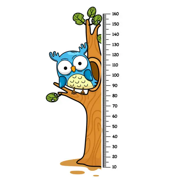 Vector illustration of Meter wall with owl vector illustration