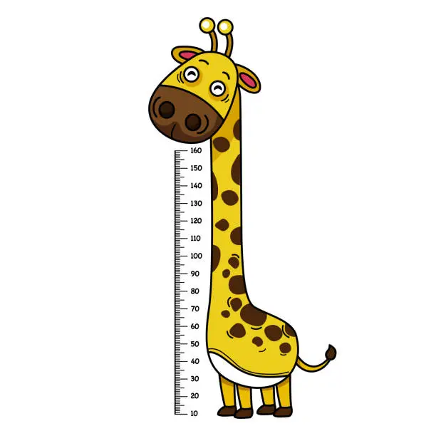 Vector illustration of Meter wall with giraffe vector illustration