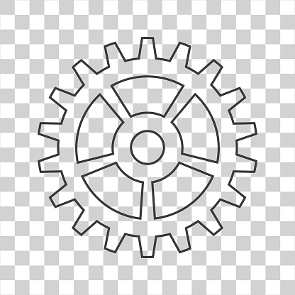 Gear icon on white isolate.