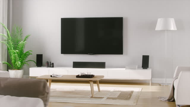 Scandinavian Style Modern Living Room With Entertainment Center