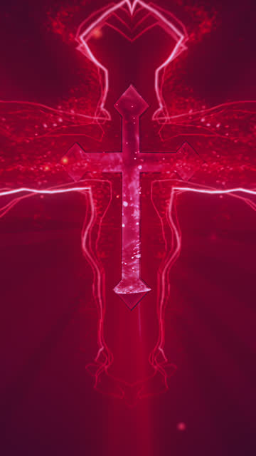 Red christian religious cross crucifix animation