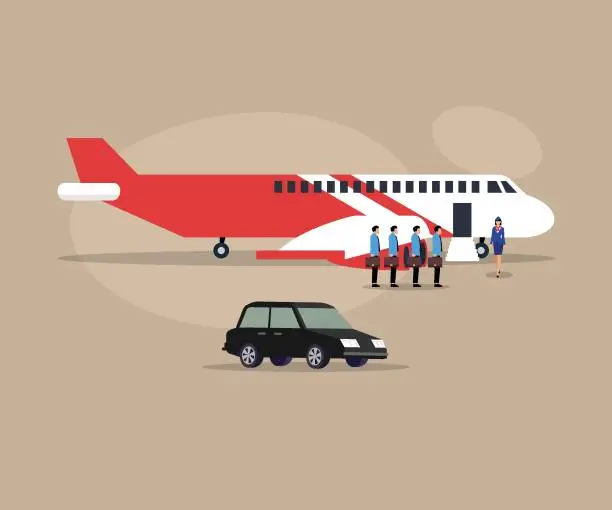 Vector illustration of Business people with private plane