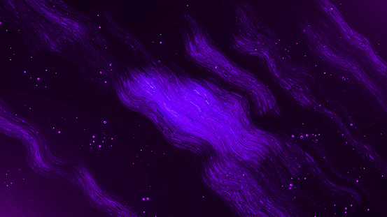 Seamless abstract purple wavy psychedelic background for loop playback. Smooth motion of curvy white lines on black background.