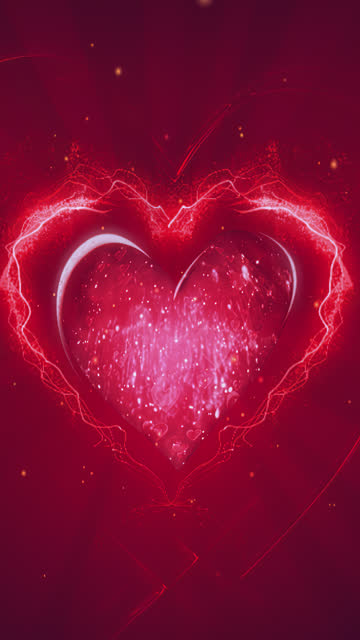 Sparkling glitter red love heart animated background