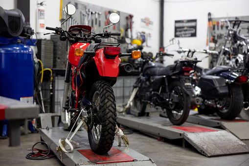 Motorcycles ready for maintenance at an Auto Repair Shop