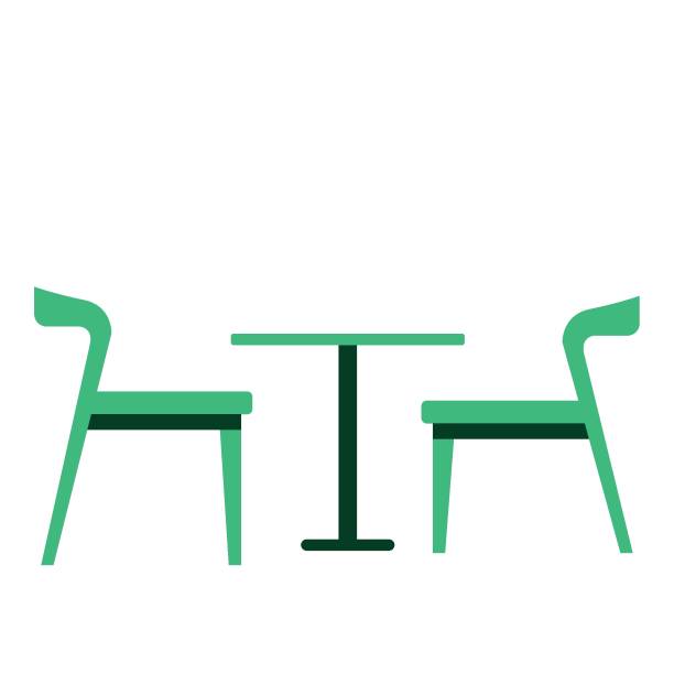 Table, Chair, Icon Symbol, In Silhouette, Green Color
