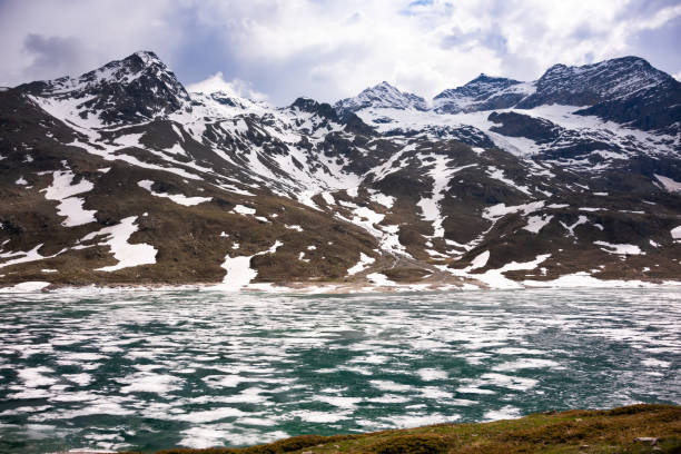 istock Mountain lake with ice in Switzerland in spring 2083555958