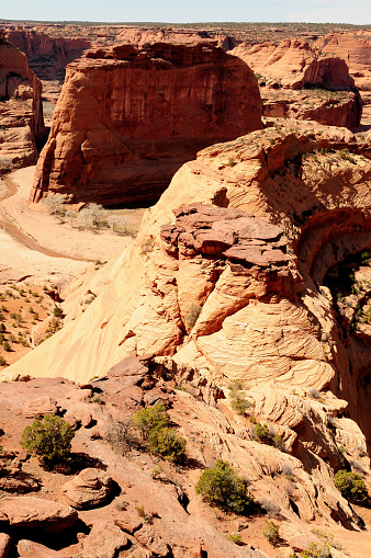 Surrounding Hills cliffs, and Valley near The entrance or beginning of the Canyon De Chelly Navajo Nation