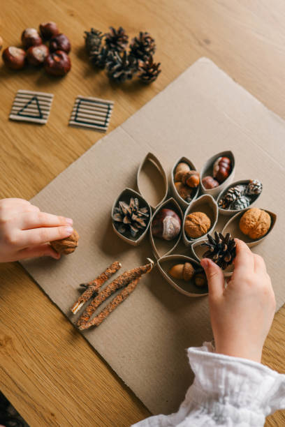 istock Montessori and Sensory Development, A child plays with natural materials 2083579803