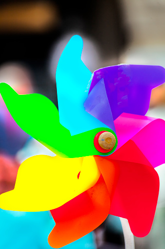 Rotating multicolored pinwheel toy. Galicia, Spain.