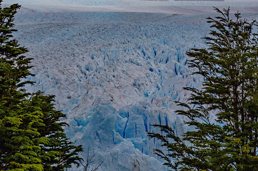 Perito Moreno Glacier in Los Glaciers National Park in Patagonia, Argentina. Blue ice Glacier, ancient ice, El Calafate, Patagonia