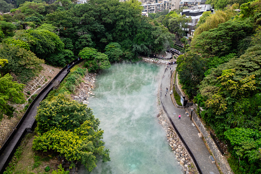 scenery of thermal valley located at beitou district, taipei city, taiwan