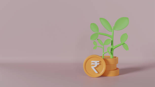 istock Plant Growing Gold Rupee Coin on Pink Background 2083620857